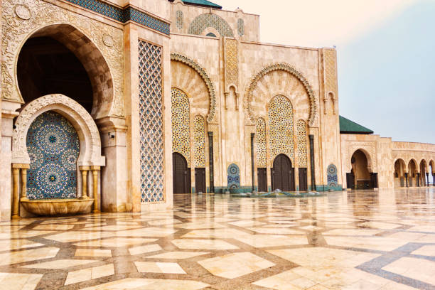 detail of hassan ii mosque in casablanca, morocco